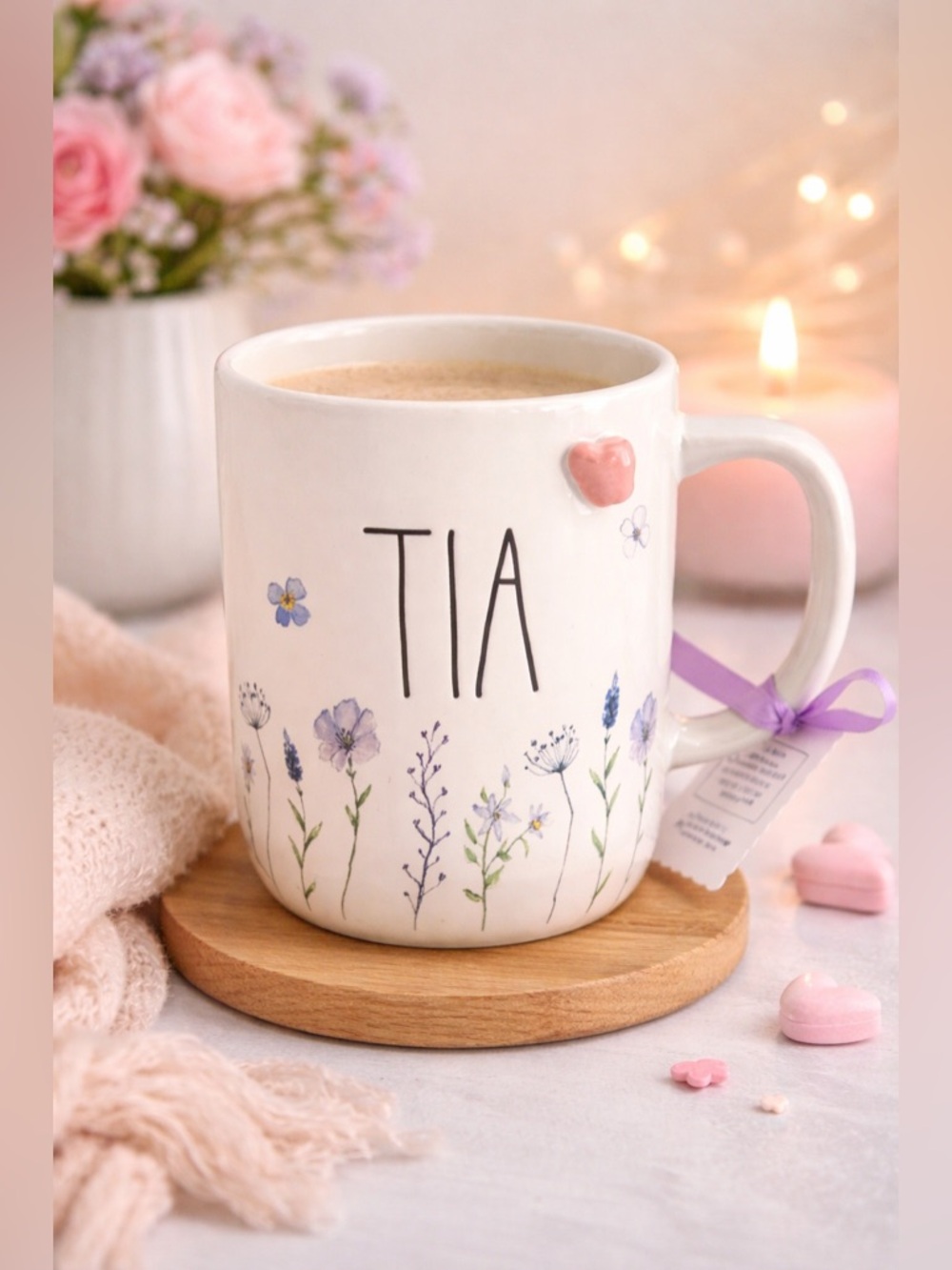🎀✨ TIA Floral Mug – Personalized Gift ✨🎀
